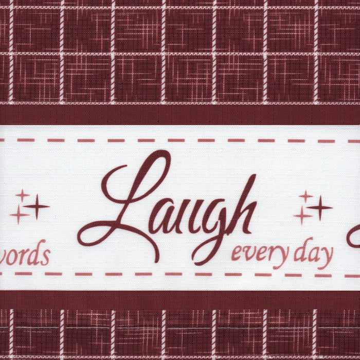 Window Curtain Valance - Live, Love, Laugh - Polyester Fabric - Easy Installation - Machine Washable - Burgundy