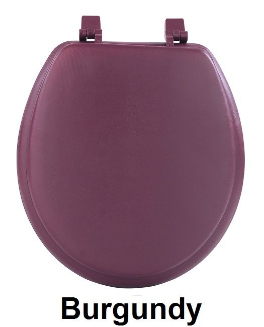 17 Inch Soft Standard Vinyl Toilet Seat with Foam Cushioning and Hinge Covers - Fantasia - Burgundy