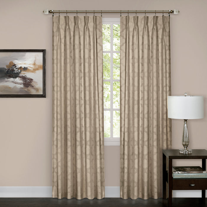 Pinch Pleat Window Curtain Panel - Room Darkening Velvet Fabric, Back Tab/Rod Pocket/Clip Rings Hanging Options, Masterpieces Brand - Camel - 34x63