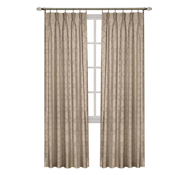 Pinch Pleat Window Curtain Panel - Room Darkening Velvet Fabric, Back Tab/Rod Pocket/Clip Rings Hanging Options, Masterpieces Brand - Camel - 34x84