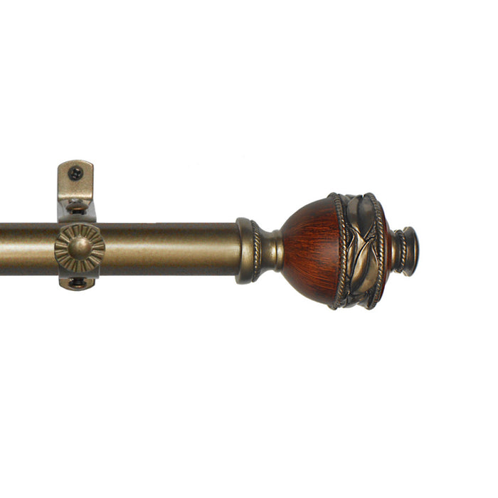 Ava Camino Decorative Rod & Finial - Mahogany and Amber, All-Metal Hardware, Wall or Ceiling Mounting