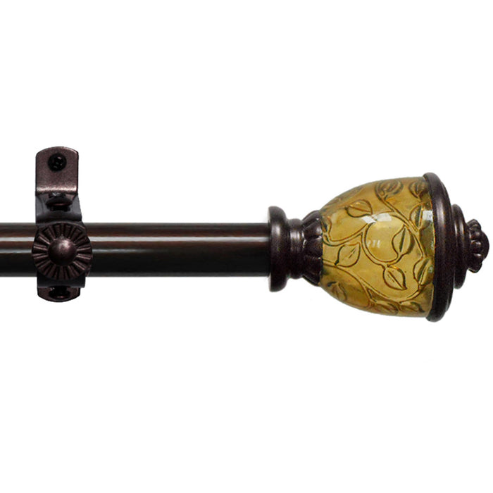 Lincroft Camino Decorative Rod & Finial - Mahogany and Amber, All-Metal Hardware, Wall or Ceiling Mounting - 28-48