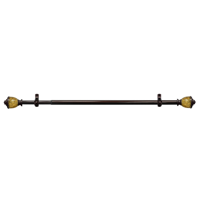 Lincroft Camino Decorative Rod & Finial - Mahogany and Amber, All-Metal Hardware, Wall or Ceiling Mounting - 28-48