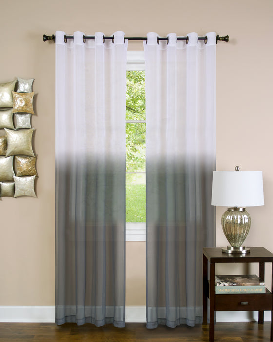 Masterpieces Essence Window Curtain Panel - 52 Inches, Semi-Sheer Fabric, Graduated Ombre Color, Grommet Top, Easy Maintenance - Charcoal - 52x84