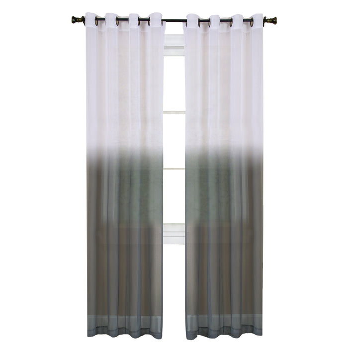 Masterpieces Essence Window Curtain Panel - 52 Inches, Semi-Sheer Fabric, Graduated Ombre Color, Grommet Top, Easy Maintenance - Charcoal - 52x84