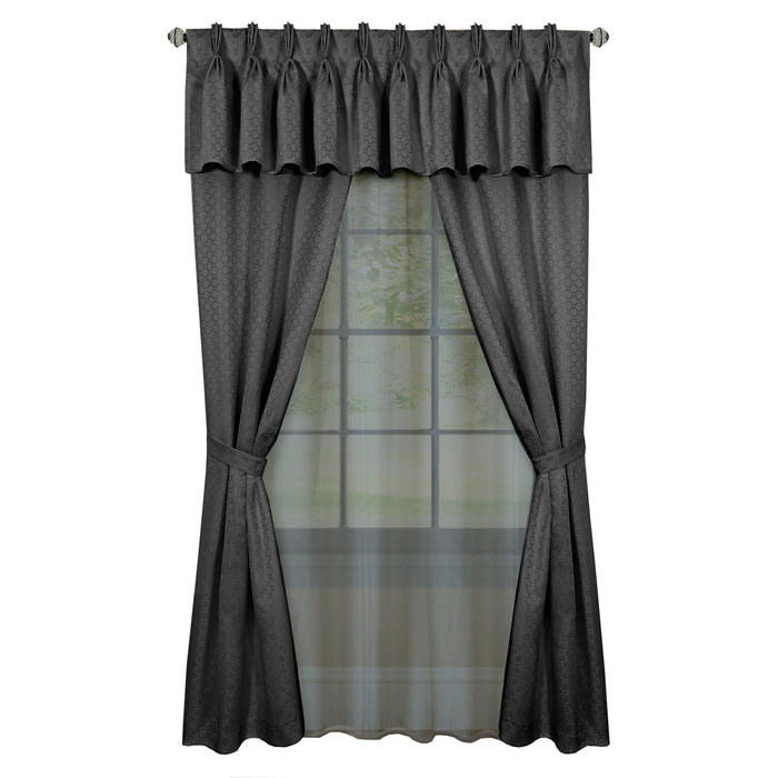 Claire 6 Pc Window Curtain Set - Economically Priced, Easy Care, Rod Pocket or Clip Rings, Simplified Installation Process - Charcoal - 55x84