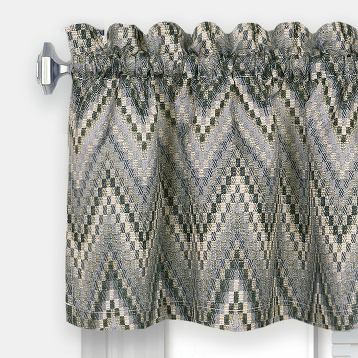 Window Curtain Tier Pair and Valance Set - Charcoal - 58x24