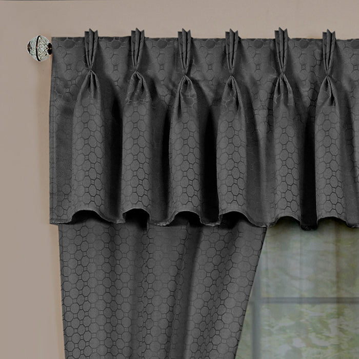 Claire 6 Pc Window Curtain Set - Economically Priced, Easy Care, Rod Pocket or Clip Rings, Simplified Installation Process - Charcoal - 55x84