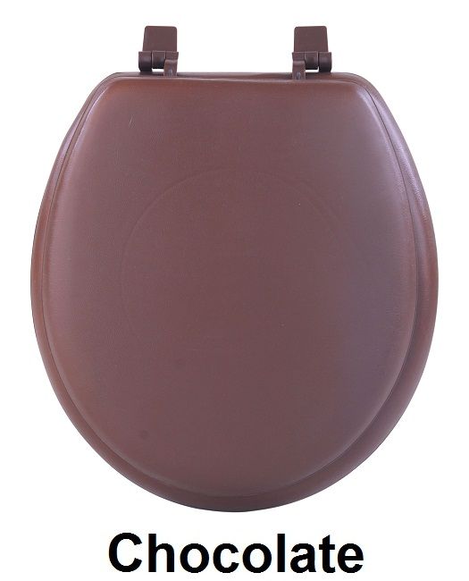 17 Inch Soft Standard Vinyl Toilet Seat with Foam Cushioning and Hinge Covers - Fantasia - Chocolate