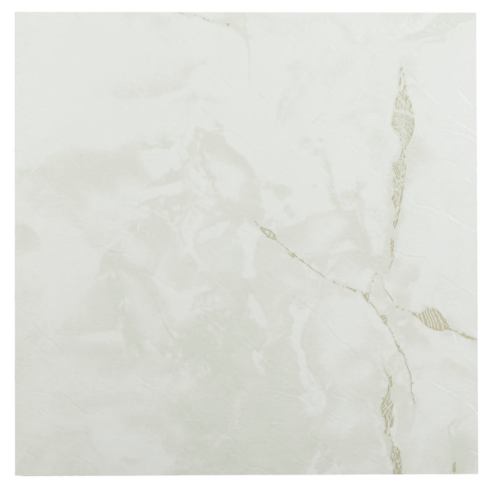 Sterling 12x12 Self Adhesive Vinyl Floor Tile - 20 Tiles, 1-Year Warranty - Classic White with Grey Veins