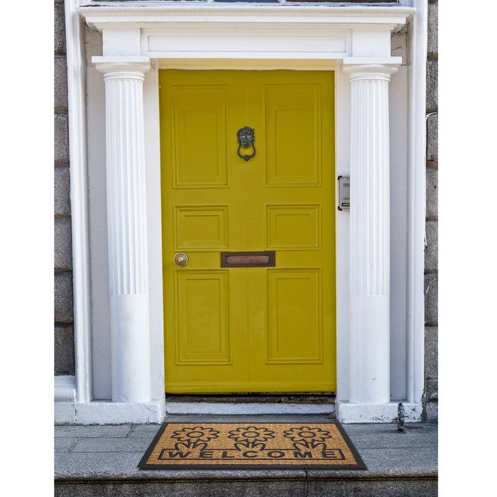 Coco Mat Daisy Doormat - 18x30, Durable, Eco-Friendly, Rubber Trim, Easy to Clean - Daisy