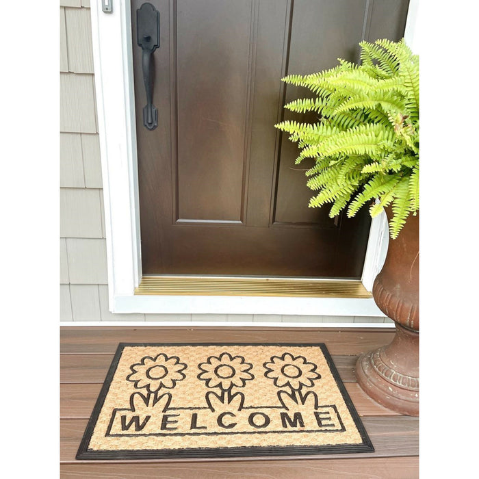 Coco Mat Daisy Doormat - 18x30, Durable, Eco-Friendly, Rubber Trim, Easy to Clean - Daisy