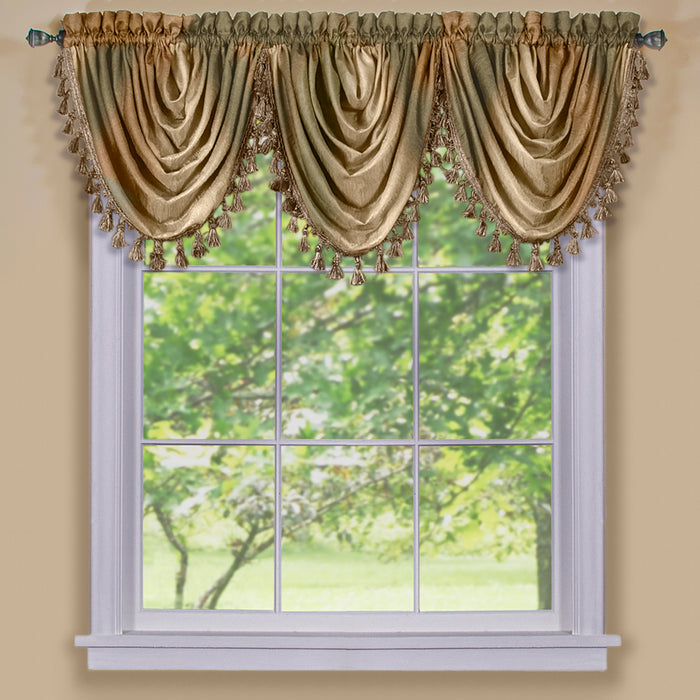 Waterfall Valance in Ombre Style - Blush Tones and Natural Hues, 46 Inch Width, Polyester Material, Easy-to-Clean - Textiles & Soft Furnishings, Household Textiles, Curtains - Earth