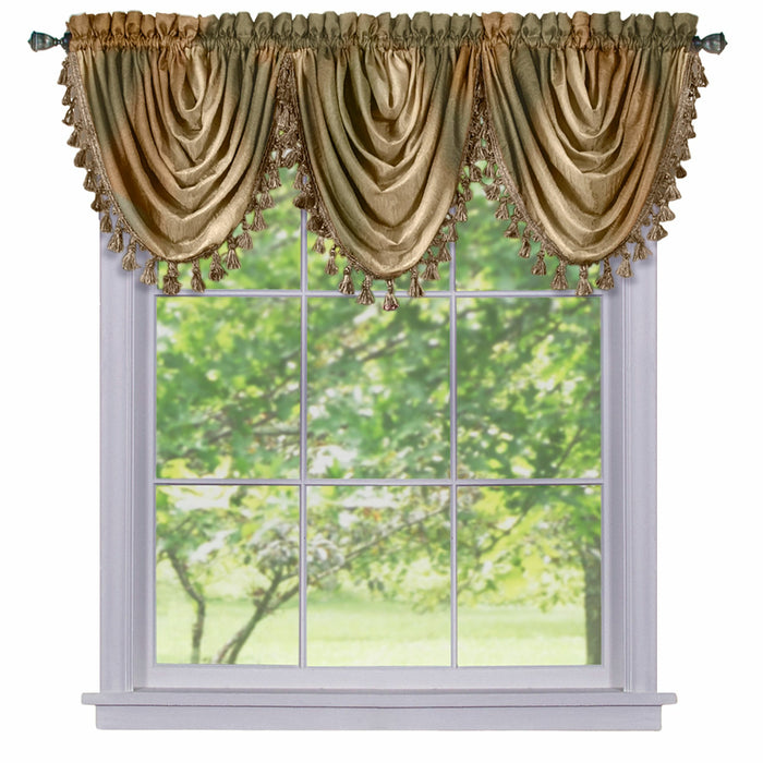 Waterfall Valance in Ombre Style - Blush Tones and Natural Hues, 46 Inch Width, Polyester Material, Easy-to-Clean - Textiles & Soft Furnishings, Household Textiles, Curtains - Earth