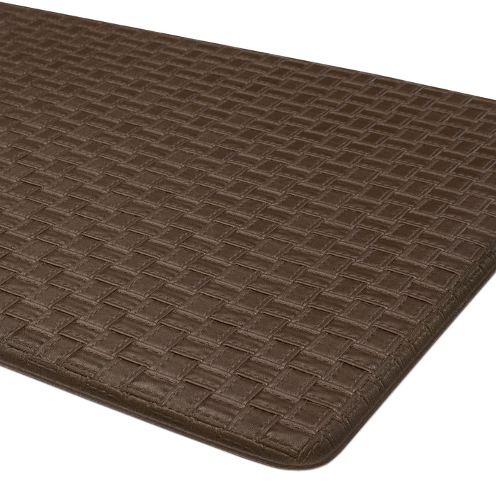 Achim Decorative Anti-Fatigue Mat - Faux-Leather Woven-Embossed - Eco PVC Foam - Sizes 18x30, 20x39 - Espresso - 20x39