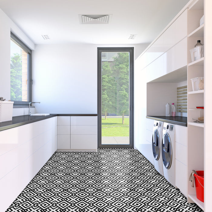 Retro Style 12x12 Self Adhesive Vinyl Floor Tile - 20 Tiles, 20 sqft - Geometric