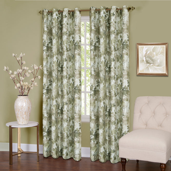 Tranquil Lined Grommet Blackout Window Curtain Panel, 98% Light Blocking, 50 inches Width, Machine Washable Polyester Fabric - Textiles & Soft Furnishings - Green - 50x84