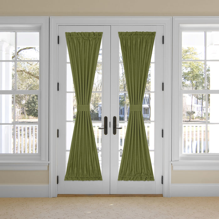 Darcy Rod Pocket Door Panel with Tieback, Soft Radiance, Machine Washable - Green - 25x72