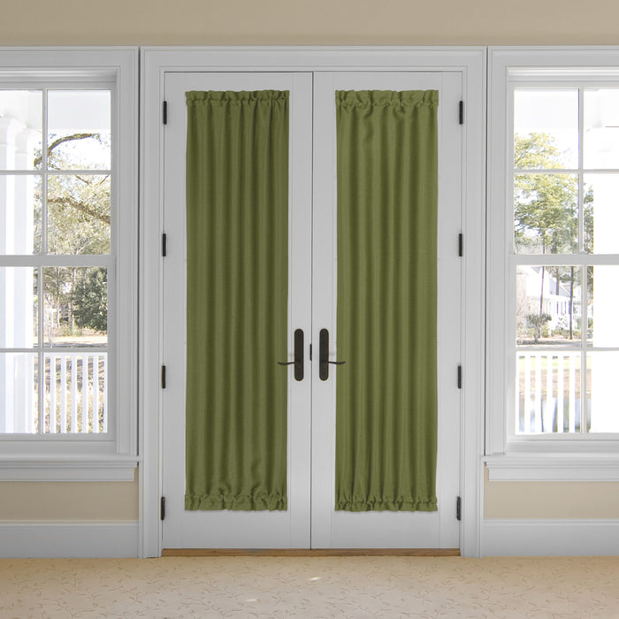 Darcy Rod Pocket Door Panel with Tieback, Soft Radiance, Machine Washable - Green - 25x72