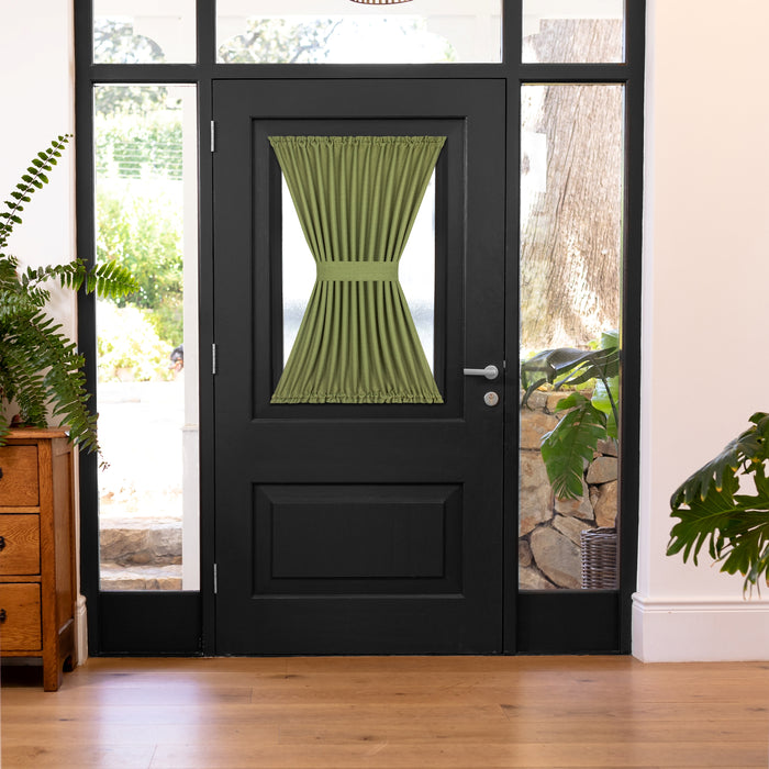 Darcy Rod Pocket Door Panel with Tieback, Soft Radiance, Machine Washable - Green - 54x40