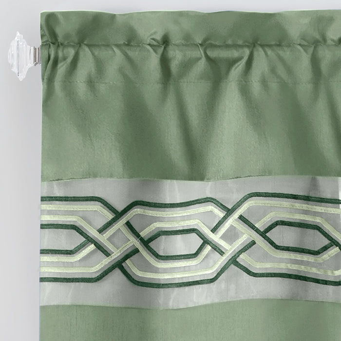 Paige Tier and Valance Window Curtain Set - Complete Ensemble with 58-Inch Width - Green - 55x24