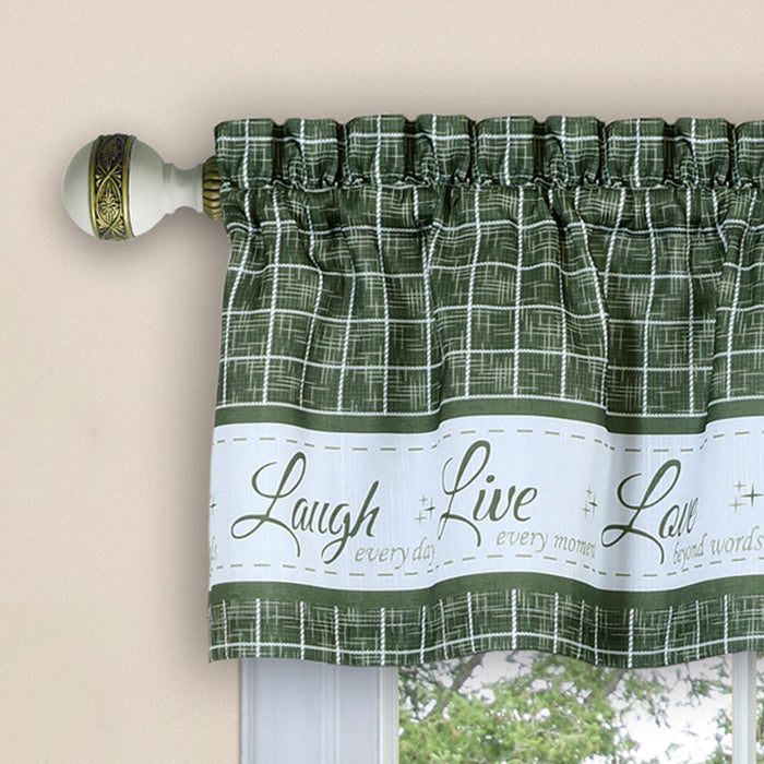 Window Curtain Tier Pair and Valance Set - Green - 58x24