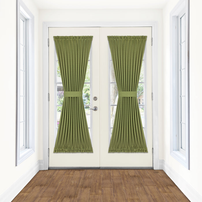 Darcy Rod Pocket Door Panel with Tieback, Soft Radiance, Machine Washable - Green - 54x72