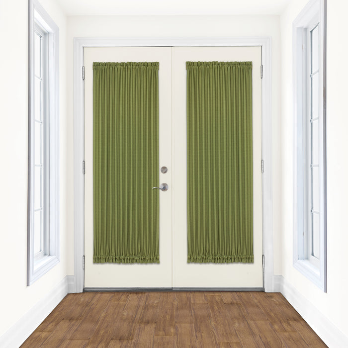 Darcy Rod Pocket Door Panel with Tieback, Soft Radiance, Machine Washable - Green - 54x72