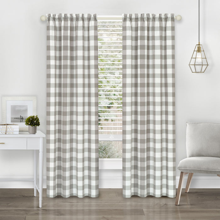 Hunter Rod Pocket Window Curtain Panel - Light-Filtering Fabric, 42 Inches Wide, Machine Washable - Grey - 42x63