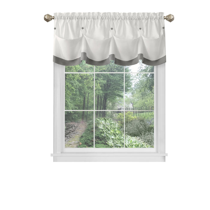 Lana Rod Pocket Window Curtain Valance - 52 Inches x 14 Inches, Soft Chenille Fabric - Grey