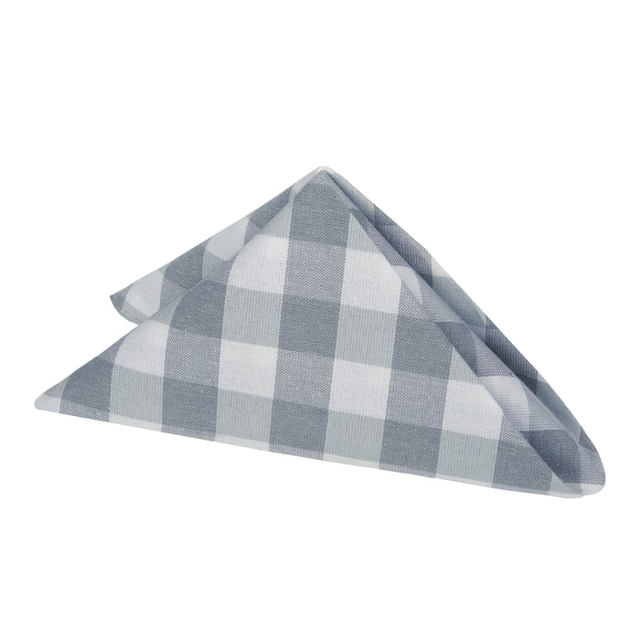 Check Dinner Table Napkins - Set of Four - Grey