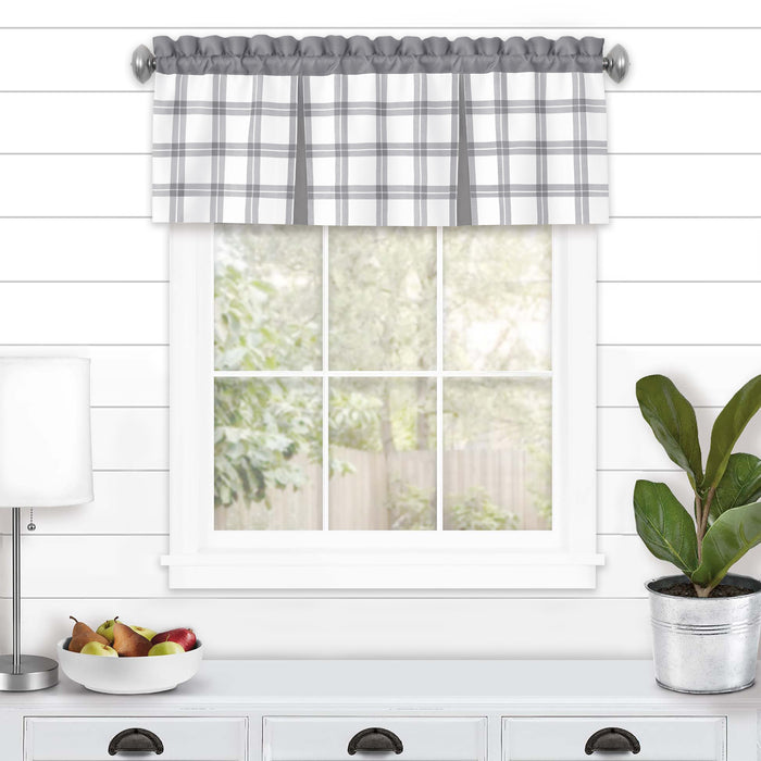 Tate Window Curtain Valance - 53 inches width, 1.5-inch rod pocket - Grey