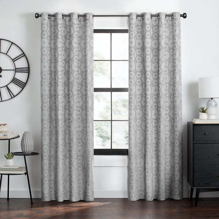 Constellation Grommet Window Curtain Panel, 52 Inches Width, 8 Grommets, Light Filtering, Machine Washable - Textiles & Soft Furnishings - Grey - 52x84