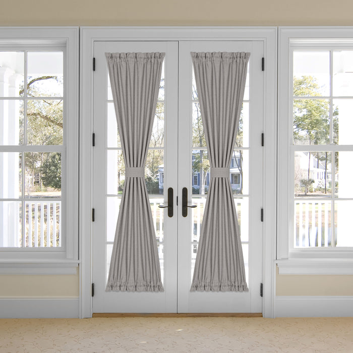 Darcy Rod Pocket Door Panel with Tieback, Soft Radiance, Machine Washable - Grey - 25x72