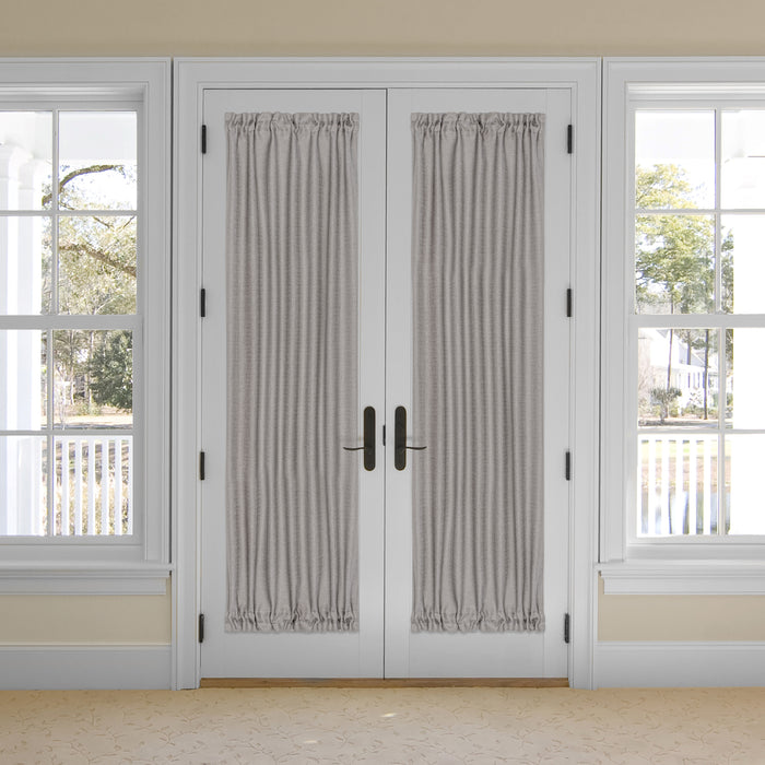 Darcy Rod Pocket Door Panel with Tieback, Soft Radiance, Machine Washable - Grey - 25x72