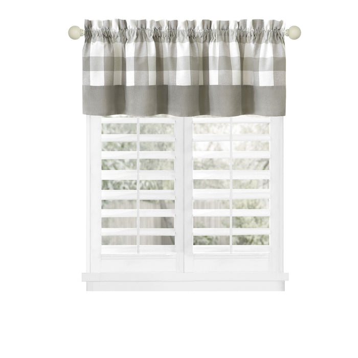 Hunter Rod Pocket Window Curtain Valance - 52 Inches x 14 Inches, Soft Chenille Fabric - Grey