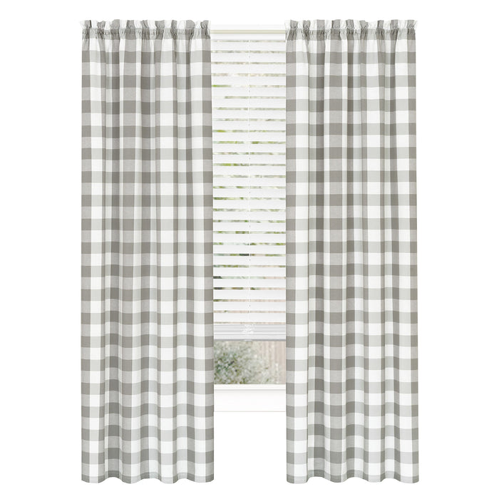 Hunter Rod Pocket Window Curtain Panel - Light-Filtering Fabric, 42 Inches Wide, Machine Washable - Grey - 42x63