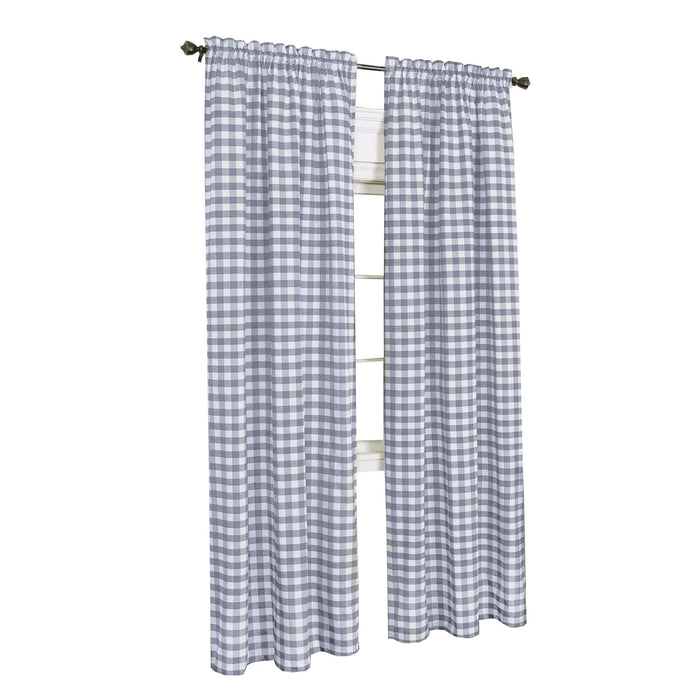 Buffalo Check Window Curtain Panel, 42 Inches Width, Light Filtering, Easy-Care Blend, Sold Separately - Grey - 42x63