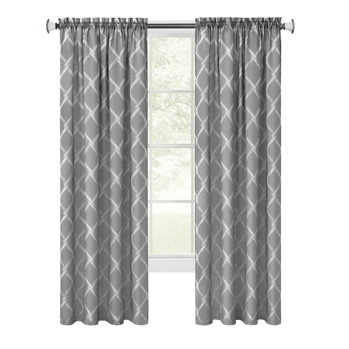 Double Layered Rod Pocket Window Curtain Panel - Grey - 52x84