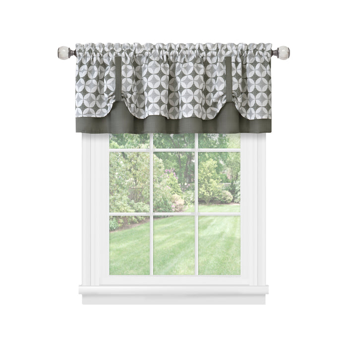 Callie Double Layer Pick Up Valance - Geometric Print - Soft Light Filtering - Machine Washable - Textiles & Soft Furnishings - Grey