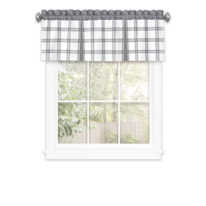 Tate Window Curtain Valance - 53 inches width, 1.5-inch rod pocket - Grey