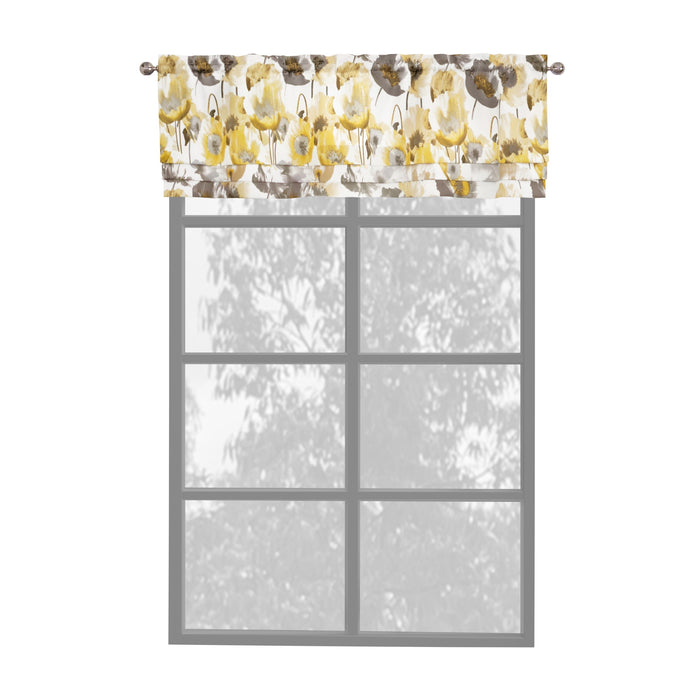 Field Window Curtain Valance - Chic Window Accent, Poppy Style, 50-inch Width - Grey