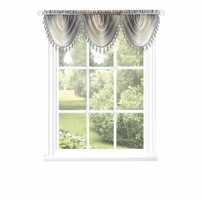 Waterfall Valance in Ombre Style - Blush Tones and Natural Hues, 46 Inch Width, Polyester Material, Easy-to-Clean - Textiles & Soft Furnishings, Household Textiles, Curtains - Grey