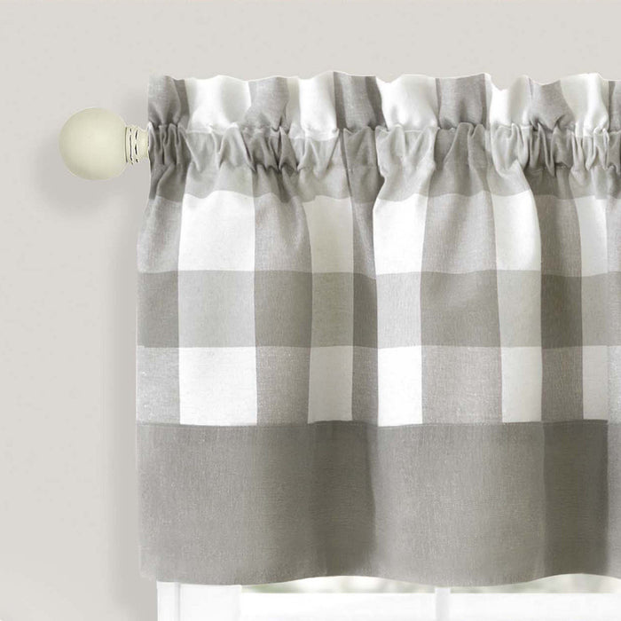 Window Curtain Tier Pair and Valance Set - Grey - 57x24