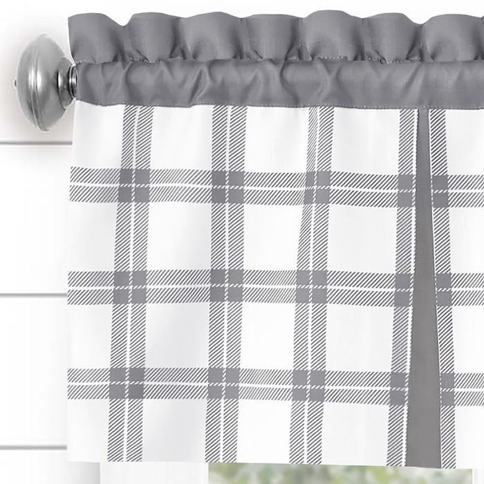 Tate Tier and Valance Window Set - Plaid Window Curtains with 53" Valance Width - Grey - 58x24