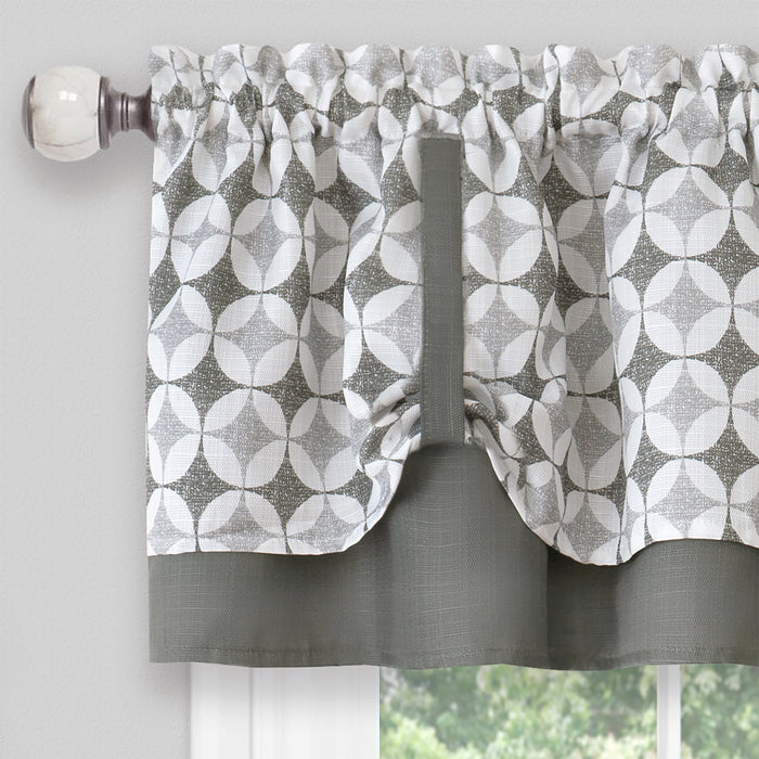 Callie Double Layer Pick Up Valance - Geometric Print - Soft Light Filtering - Machine Washable - Textiles & Soft Furnishings - Grey