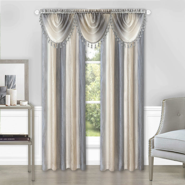 Waterfall Valance in Ombre Style - Blush Tones and Natural Hues, 46 Inch Width, Polyester Material, Easy-to-Clean - Textiles & Soft Furnishings, Household Textiles, Curtains - Grey