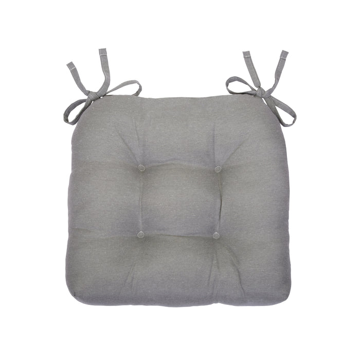 Chase Tufted Chair Seat Cushions - Set of 2 with Stain-Repellent Poly-Cotton Fabric - Grey