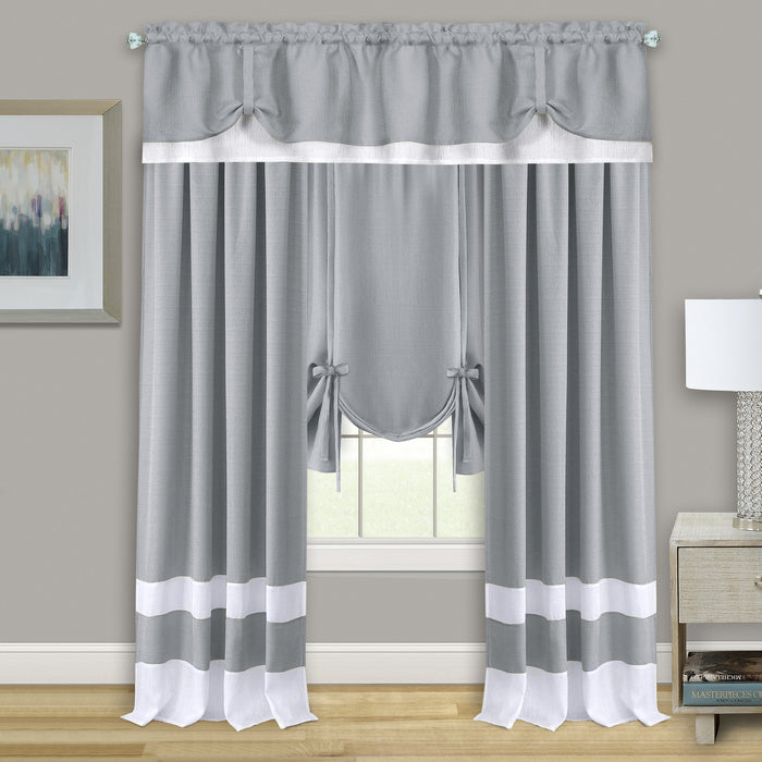 Darcy Window Curtain Tie-Up Shade, 50x63 inches, Polyester, Blush and Natural Hues - Grey