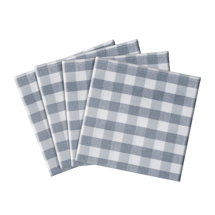 Check Dinner Table Napkins - Set of Four - Grey